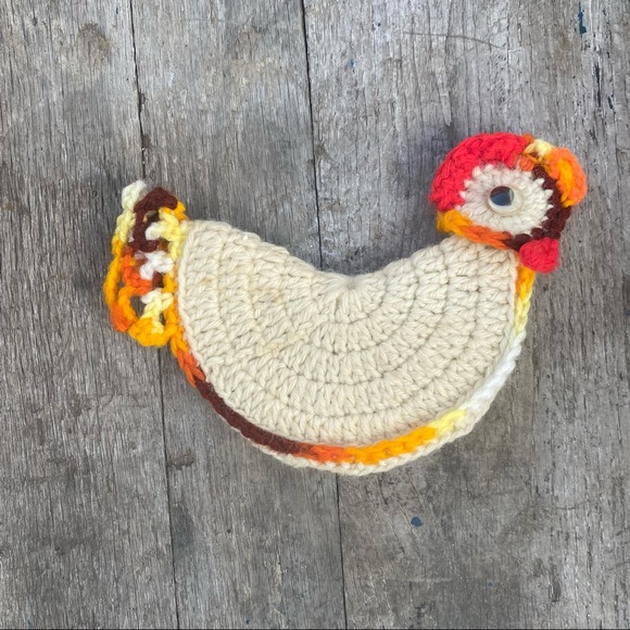 Vintage Handmade Knit Chicken Pot Holder